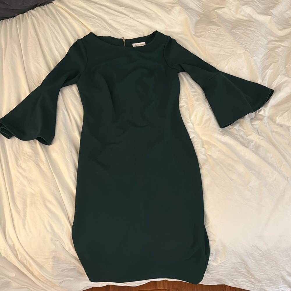Calvin Klein dark green size 4 dress with bell sleeves